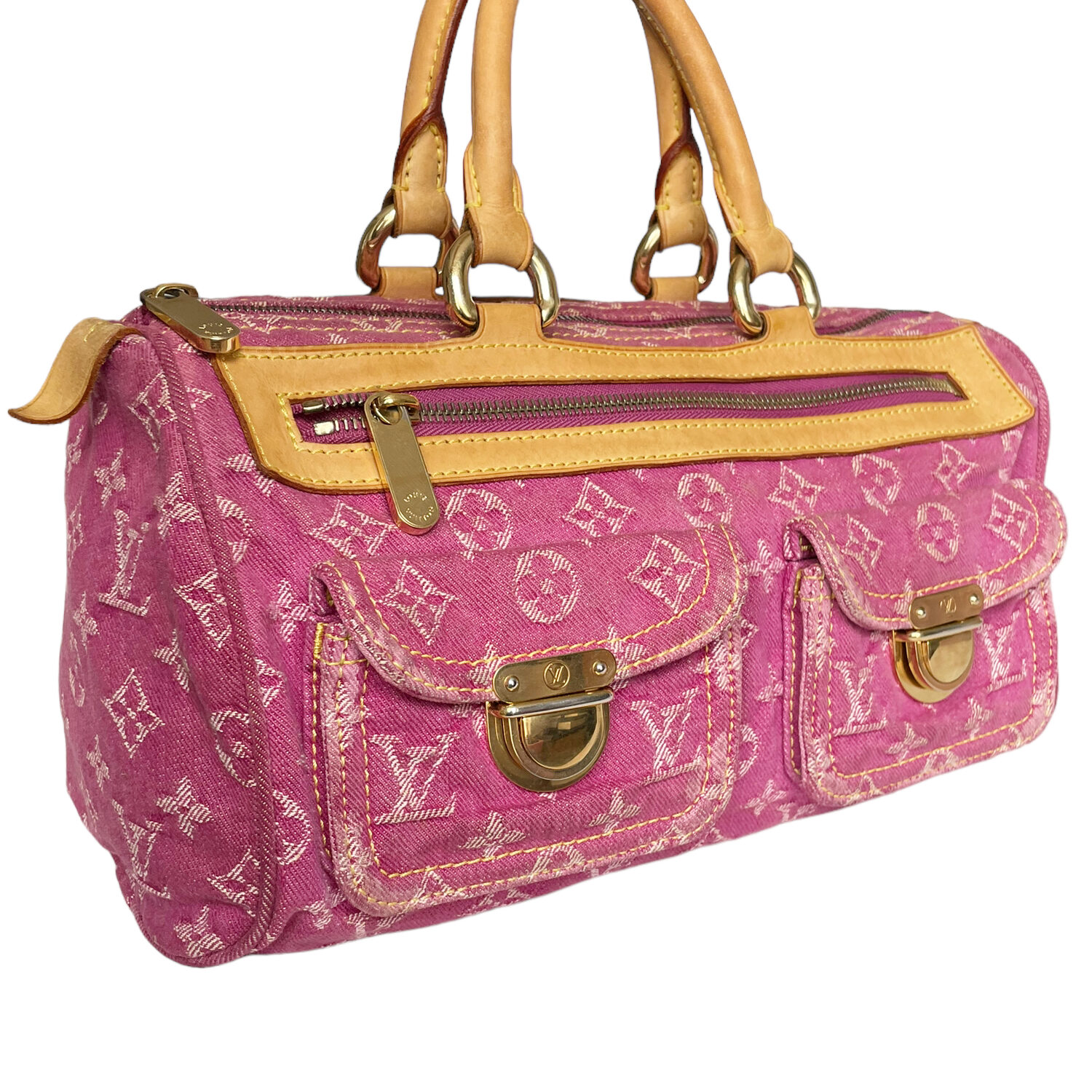 Louis Vuitton Pink Denim Monogram Denim Neo Speedy Bag - Yoogi's Closet