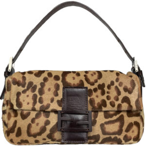 Vintage Fendi Leopard Print Calfskin Shoulder Baguette Bag | NITRYL