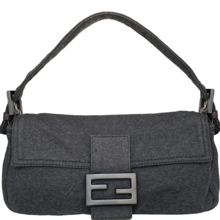 Vintage Fendi Jersey Cloth Shoulder Baguette Bag in Grey | NITRYL