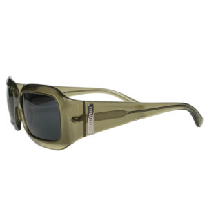 Vintage Miu Miu Logo Translucent Sunglasses in Khaki Green / Silver | NITRYL