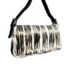 Fendi Calfskin Striped Shoulder Baguette Bag in White / Black - Image 3