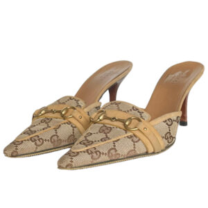 Vintage Gucci Monogram Mule Heels in Beige / Tan UK 3 | NITRYL