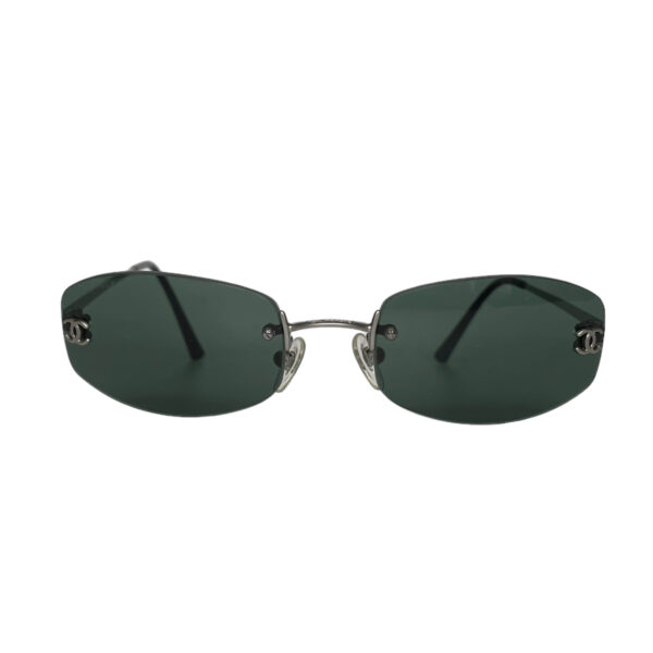 Chanel Rimless Oval Sunglasses in Black - Image 2
