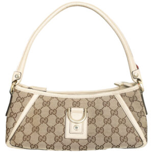 Vintage Gucci Monogram Shoulder Baguette Bag in Beige / Cream | NITRYL