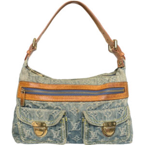 Vintage Louis Vuitton Monogram Denim 'Baggy' Shoulder Bag in Blue | NITRYL