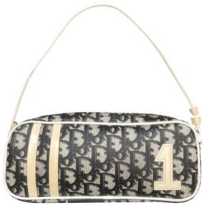 Vintage Dior Monogram Mini Shoulder Bag in Black / White | NITRYL