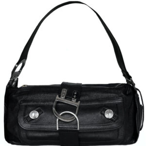 Vintage Dior Leather Flight Shoulder Bag in Black / Silver | NITRYL