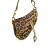 Dior Leopard Print Mini Saddle Bag in Brown / Green with Ostrich Skin Detailing - Image 2