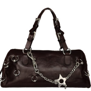 Vintage Dior Leather Hardcore Star Piercing Shoulder Bag in Brown / Silver | NITRYL