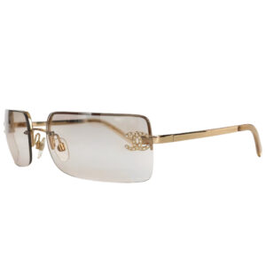 Vintage Chanel Diamante Rimless Sunglasses in Gold | NITRYL