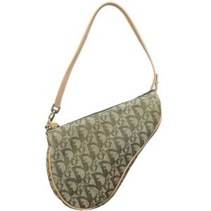 Vintage Dior Trotter Saddle Shoulder Bag in Olive Green | NITRYL