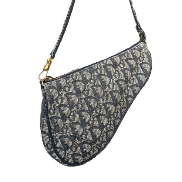 Dior Trotter Monogram Saddle Shoulder Bag in Navy / Gold - Image 2