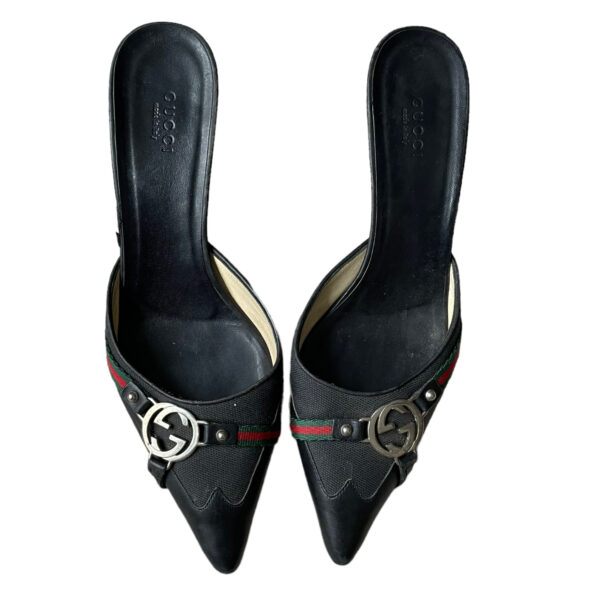 Gucci Logo Mule Heels in Black UK 5 - Image 3