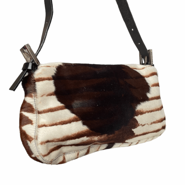 Fendi Striped Calfskin Shoulder Baguette Bag in Brown - Image 3