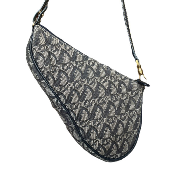 Dior Trotter Monogram Saddle Shoulder Bag in Navy / Gold - Image 3