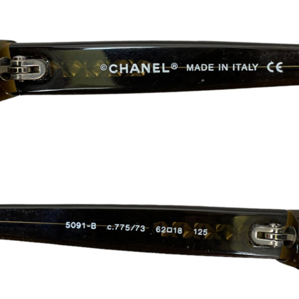 Chanel Diamante Spellout Sunglasses in Khaki Green / Silver - Image 4