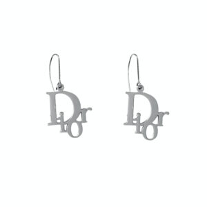 Vintage Dior Logo Monogram Earrings in Silver | NITRYL