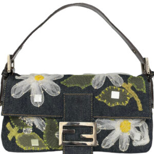 Vintage Fendi Daisy Flower Embellished Shoulder Baguette Bag | NITRYL