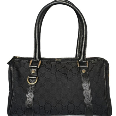 Vintage Gucci Monogram Boston Shoulder Bag in Black / Gold | NITRYL