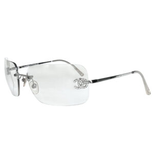 Vintage Chanel Diamante Rimless Sunglasses in Clear / Silver | NITRYL