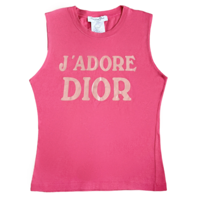 Vintage Dior 'J'adore Dior' Spellout Tank Vest Top in Pink UK 10 | NITRYL