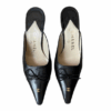 Authentic Chanel Bow Logo Mule Heels in Black / Gold UK 3