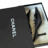 Authentic Chanel Bow Logo Mule Heels in Black / Gold UK 3