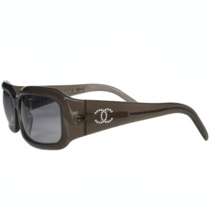 Vintage Chanel Diamante Logo Chunky Sunglasses in Brown / Silver | NITRYL