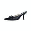 Authentic Chanel Bow Logo Mule Heels in Black / Gold UK 3