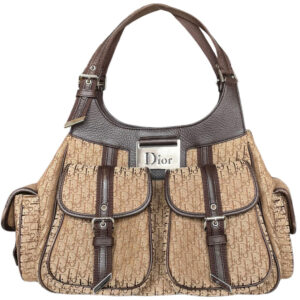 Vintage Dior Monogram Pocket Shoulder Bag in Beige / Brown | NITRYL