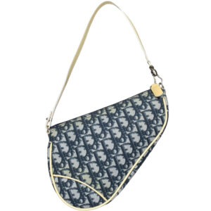 Vintage Dior Trotter Monogram Saddle Bag in Blue | NITRYL