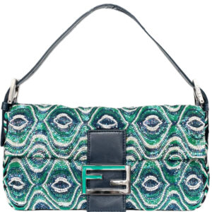 Vintage Fendi Beaded Embroidered Baguette Bag in Blue / Green / White | NITRYL