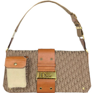 Vintage Dior Monogram Pocket Street Chic Shoulder Bag in Beige / Tan | NITRYL