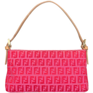 Vintage Fendi Monogram Mini Shoulder Baguette in Hot Pink / Red | NITRYL