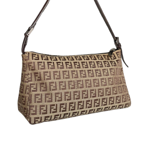 Fendi Monogram Shoulder Baguette Bag in Beige / Brown - Image 2