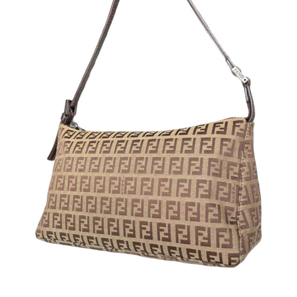 Fendi Monogram Shoulder Baguette Bag in Beige / Brown - Image 4