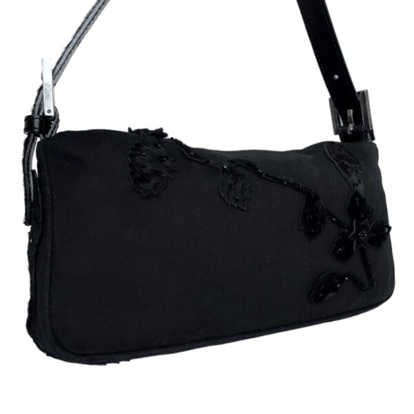 Fendi Beaded Flower Shoulder Baguette Bag with Calfskin Detailing - Image 3