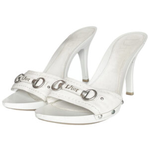 Vintage Dior Logo Heels in White / Silver UK 4 | NITRYL