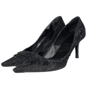 Vintage Dior Monogram Beaded Heels in Black UK 4 | NITRYL