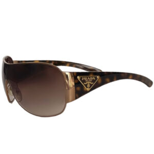 Vintage Prada Logo Wraparound Sunglasses in Tortoiseshell Brown / Gold | NITRYL