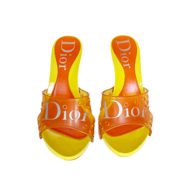 Dior Logo Jelly Heels in Yellow / Orange UK 3.5 - Image 4