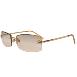 Vintage Chanel Diamante Rimless Sunglasses in Gold | NITRYL