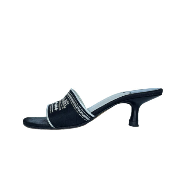 Chanel Embroidered Spellout Logo Kitten Heels in Black / White UK 3 - Image 3