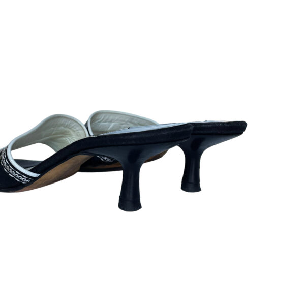 Chanel Embroidered Spellout Logo Kitten Heels in Black / White UK 3 - Image 4
