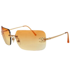 Vintage Chanel Diamante Rimless Ombre Sunglasses in Yellow / Orange / Gold | NITRYL