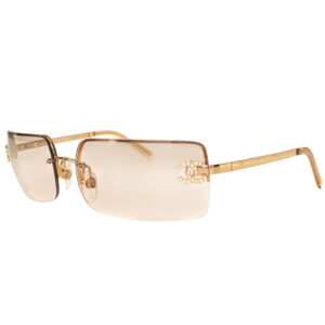 Vintage Chanel Diamante Rimless Sunglasses in Gold | NITRYL