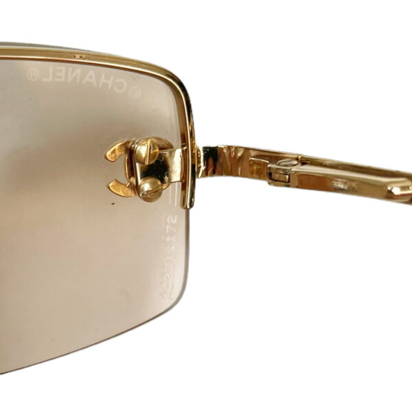 Chanel Diamante Rimless Sunglasses in Gold - Image 3