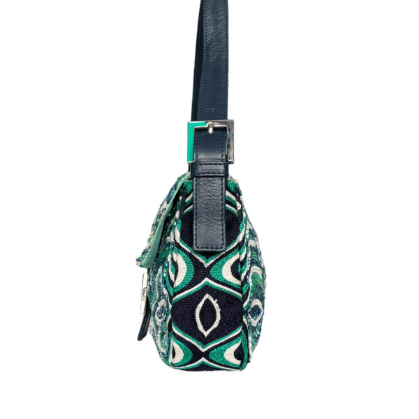 Fendi Beaded Embroidered Baguette Bag in Blue / Green / White - Image 3