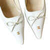 Chanel Bow Logo Heels in White / Gold UK 3.5 - Image 2