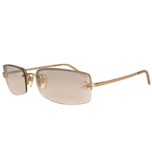 Vintage Chanel Diamante Rimless Sunglasses in Gold | NITRYL